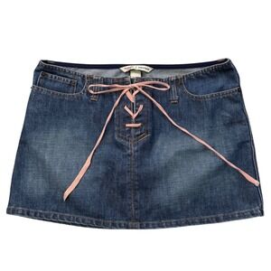 Abercrombie Fitch Y2K Lace Up Denim Mini Skirt Low Rise Size 8
